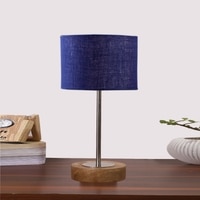 Devansh Blue Jute Table Lamp With Natural  Wood Base  & Steel Pipe (7X17 Inches)-13