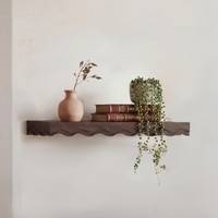 Ruki Solid Wood Wall Shelf Medium Size in Toasted Walnut Finish