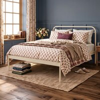 Hampton Metal Non Storage Queen Bed in Glossy Ivory Finish