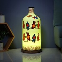 Vibrant Wings Hand Painted White Glass Shade Table Lamp