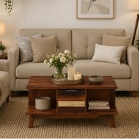 Clover Square Solid Wood Coffee Table In Dual Tone Finish