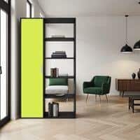 Nikola Large Crockery cum Bookshelf and Divider Unit in Antique Ebony Lime Yellow Colour