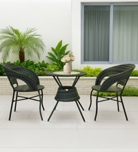 Ballarat  Wicker Table And Chair Set In Grey Dual Tone Finish