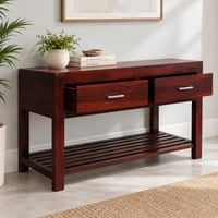 Elder Sheesham Wood Contemporary Console Table in Dark Walnut Finish