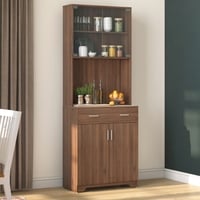 Hubert 4 Door Tall Display Cabinet in Classic Walnut Finish