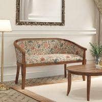 Florence Loveseat 2 Seater In Teak Finish With Calico Floral Retreat Fabric Colour