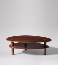 Vway Solid Wood Coffee Table In Dark Brown Finish