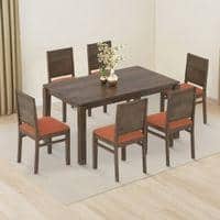 Atlas Solid Wood 6 Seater Compact Dining Table with Atlas Dining chair