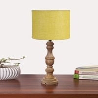Devansh Yellow  Jute   Table Lamp With  Wood Natural Base (7X17.5 Inches)-17