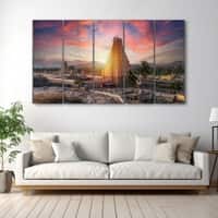 The Castle Decor Temple Wall Painting Wooden Framed 27x48 Inch (Style 1)