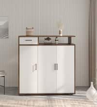 DCanape Babilonia Engineering Wood Shoe Rack Wyoming Dark Frosty White Finish