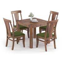 Arabia-Fabio 4 Seater Dining Table With Set Of 4 Chairs Colour-Matty Olive Finish-Teak