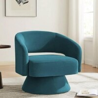 Aracell Swivel Solid Wood Round Chair in T Blue Colour