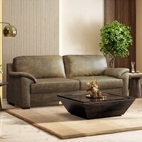 Farina 3 Seater Luxury Italian Leather Sofa In Antique Moss