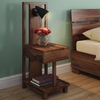 Barrow Solid Wood Bedside Table in Teak Finish