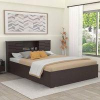 Machai Solid Wood Queen Size Drawer Storage Bed In Melamine Finish