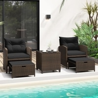 Carry Bird Wicker Patio Furniture Outdoor Balcony Chairs In Brown And Black Colour