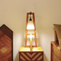 Achille Brown Wooden Table Lamp with White Jute Lampshade
