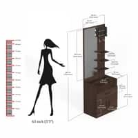 BLUEWUD Darci Engineered Wood Wall Mount/Floor Standing Dressing Table Organizer Makeup Vanity with Mirror Storage Shelves, Bangle Holder & Hooks for Bedroom Home Furniture (Wenge)