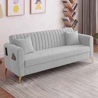 Daraco Velvet 3 Seater Sofa in Grey Color