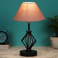 Cassidy Grey cotton Table lamp with Iron Base