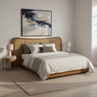 Elowen Softline King Size Bed in velvet With Oak wood Frame & Hydraulic Storage
