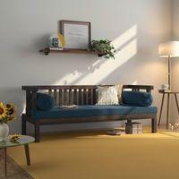 Milton Diwan in American Walnut Finish with Blue Fabric Colour