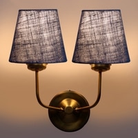 Devansh Metal Electric Wall Light in Gold Colour with Blue Shade Count of 2 Lights