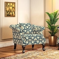 Darya 1 Seater Sofa In Blue Floral Damask Print