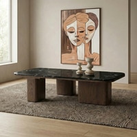 Lakesona Marble Coffee Table In Light Brown Finish