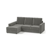 Apollo Compact Sofa (Colour : Ash Grey Velvet, Cushion : Hard, Back Type : High Back, Seating Capacity : Left Aligned 2 Seater + Left Aligned Chaise + Ottoman)