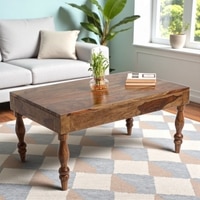 Hudson Sheesham Wood Coffee Table In Teak Finish