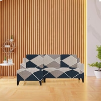 Left Aligned 2 Seater Left Aligned Chaise Navy Cubes Sofa Cover