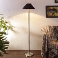 Soleil Black Fabric Floor Lamp with Steel Steel Base