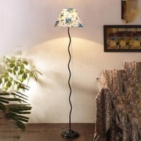 Kenzie Zig Zag Iron Floor lamp with Cotton Conical Multicolor shade (Z42)