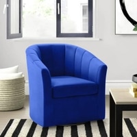 Accentrin Swivel Solid Wood Accentrel Chair in Navy Blue Colour