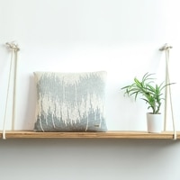 Wave Vanilla Grey Melange  And Natural Cotton Knitted Jacquard Cushion Cover 16X16 Inches