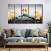 The Castle Decor Abstract Wall Painting Wooden Framed 27x48 Inch for Living Room (Style 6)