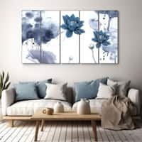 The Castle Decor Lotus Wall Painting Wooden Framed 27x48 Inch (Style 2)