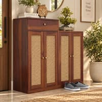 Danta Sheesham Wood  Shoerack  In Provincial Teak Finish with Rattan Door