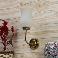 Devansh Metal Electric Wall Light in Gold Colour with White Shade Count of 1 Light