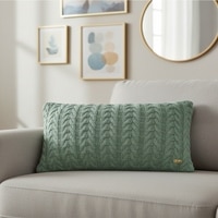 Colette Granite Green Cotton Knitted Cushion Cover 12X20 Inches