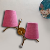 Devansh Metal Electric Wall Light in Gold Colour with Pink Shade Count of 2 Lights