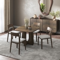 Aero Solid Wood 4 Seater Dining Table With 4 Clarke Dining Chairs (Finish : Danish Walnut, Chair Colour : Vapour Grey)