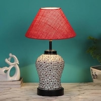 Averie Pink Jute Glass Table lamp with Iron Base