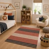 Imperial Knots Red Stripes Hand Woven Cotton Dhurrie 2.5x4 Feet