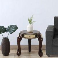 Solid Wood End Table In Walnut Finish With Drawer