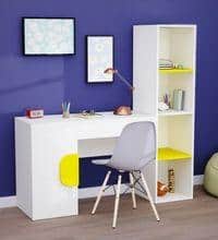Joy Ride Study Table In Yellow & White Colour