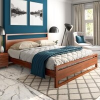 Turner Solid Wood King  Size Bed Without Storage (Dark Oak Finish)