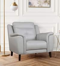 Alexa Single Seater Leather Sofa in Light Grey